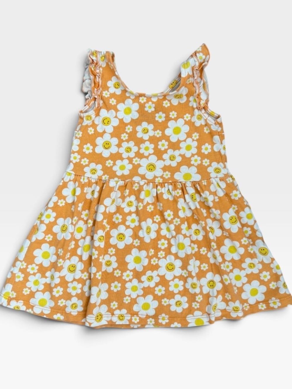 Smiley face flower sleeveless flower dress